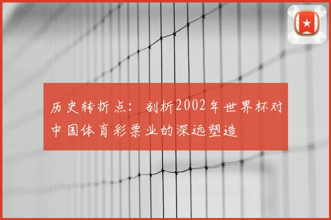 历史转折点：剖析2002年世界杯对中国体育彩票业的深远塑造